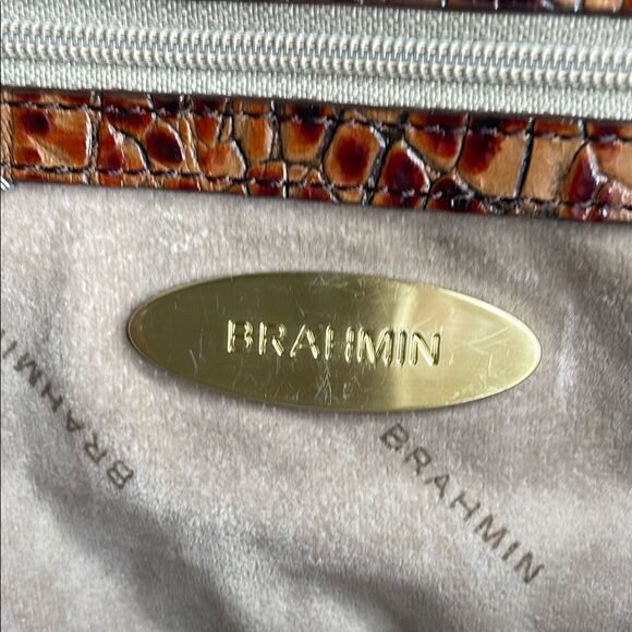 Brahmin Asher Toasted Almond Crocodile Embossed Satchel Shoulder Bag - Picture 7 of 14